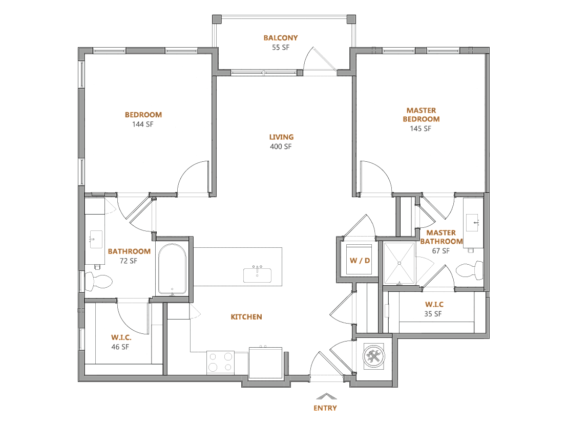Oslo Apartments 2 bed 2 bath A floor plan image - Fairburn, GA