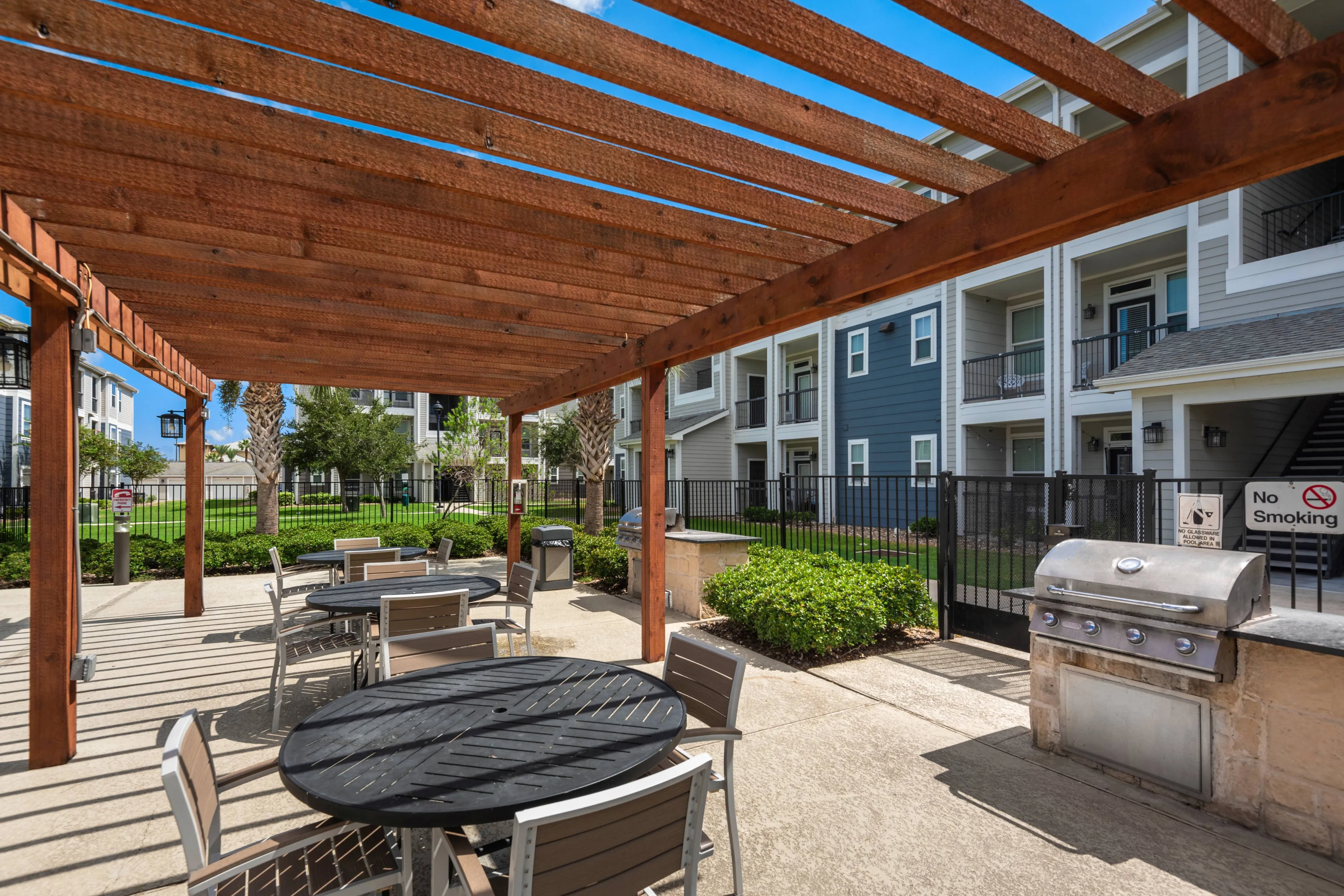 outdoor grill and covered picnic area