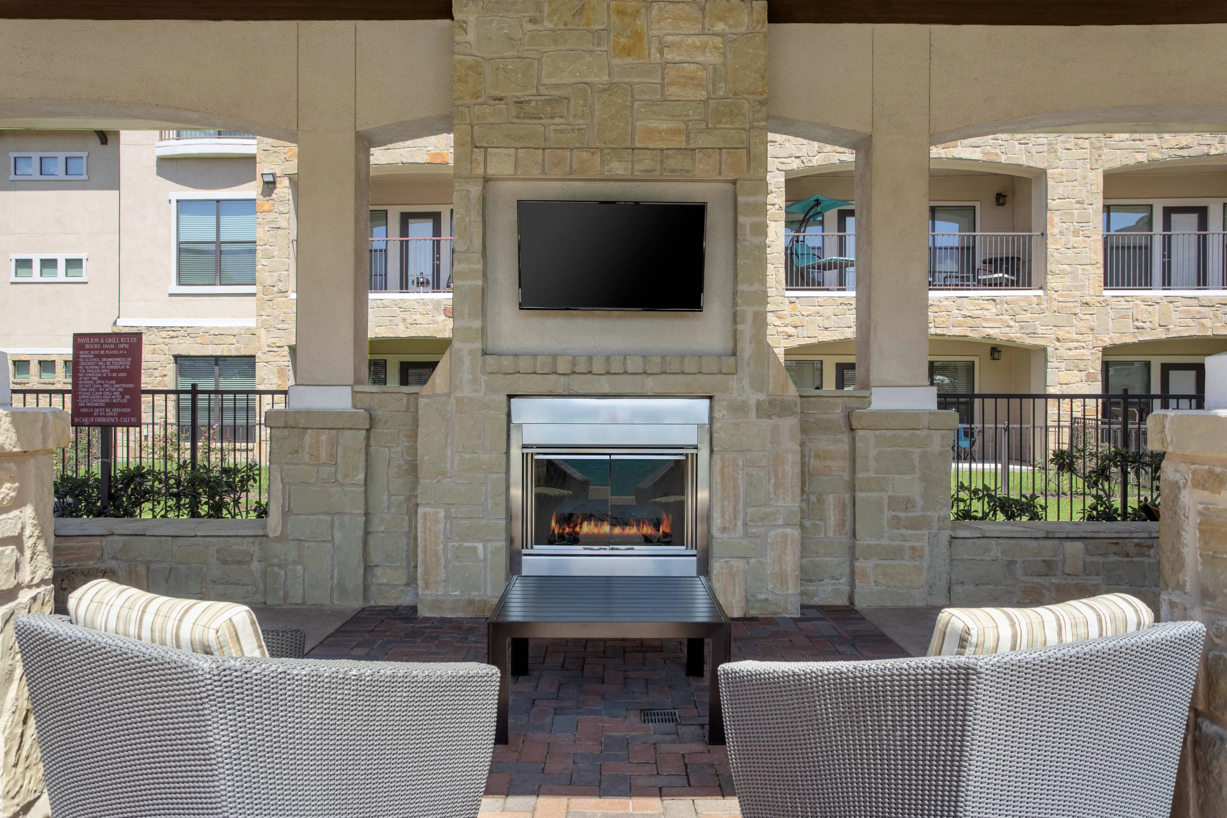 outdoor fireside lounge