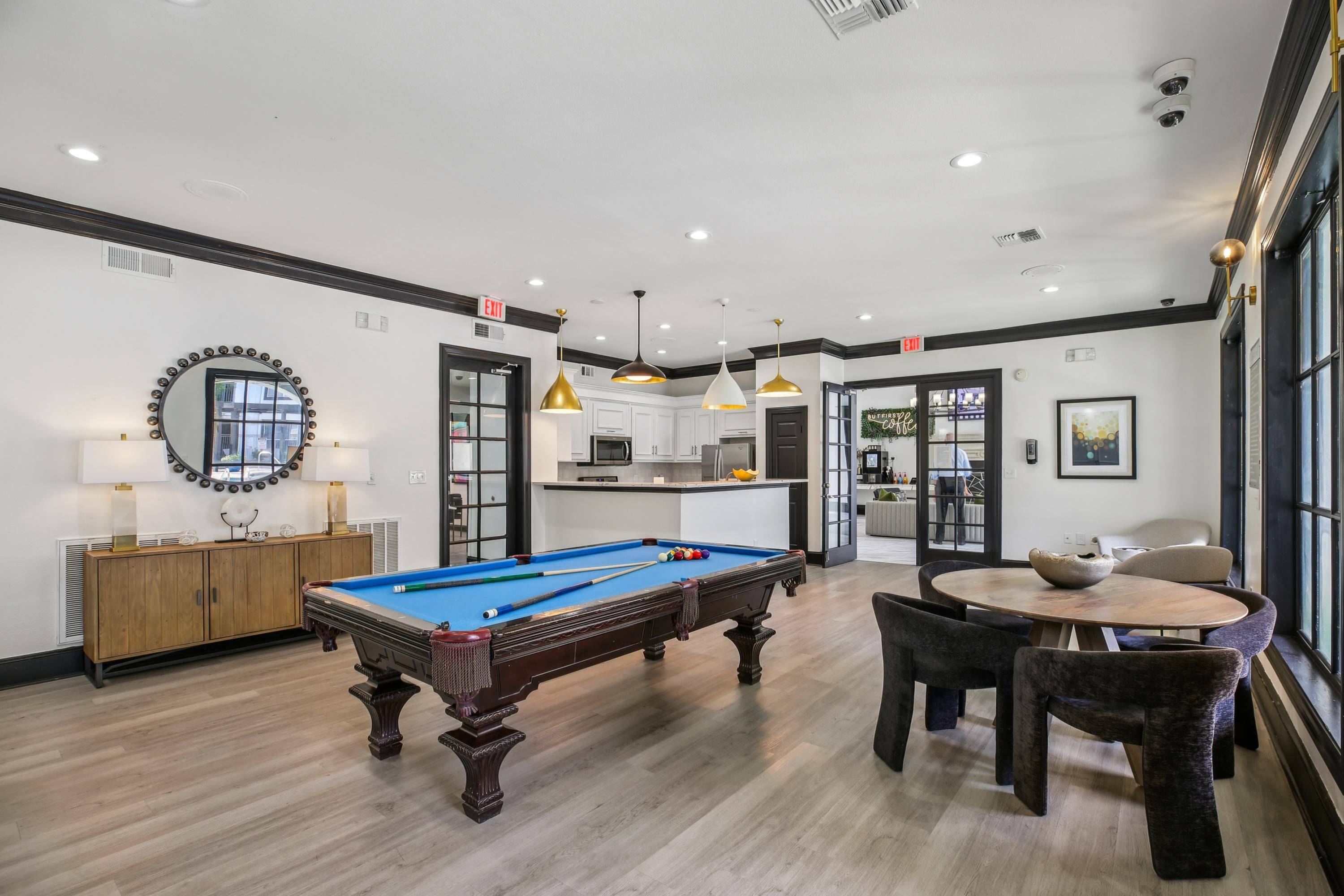 clubhouse with games and kitchenette