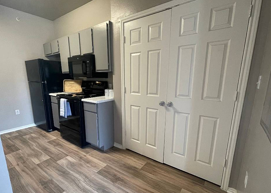 kitchen with black appliances