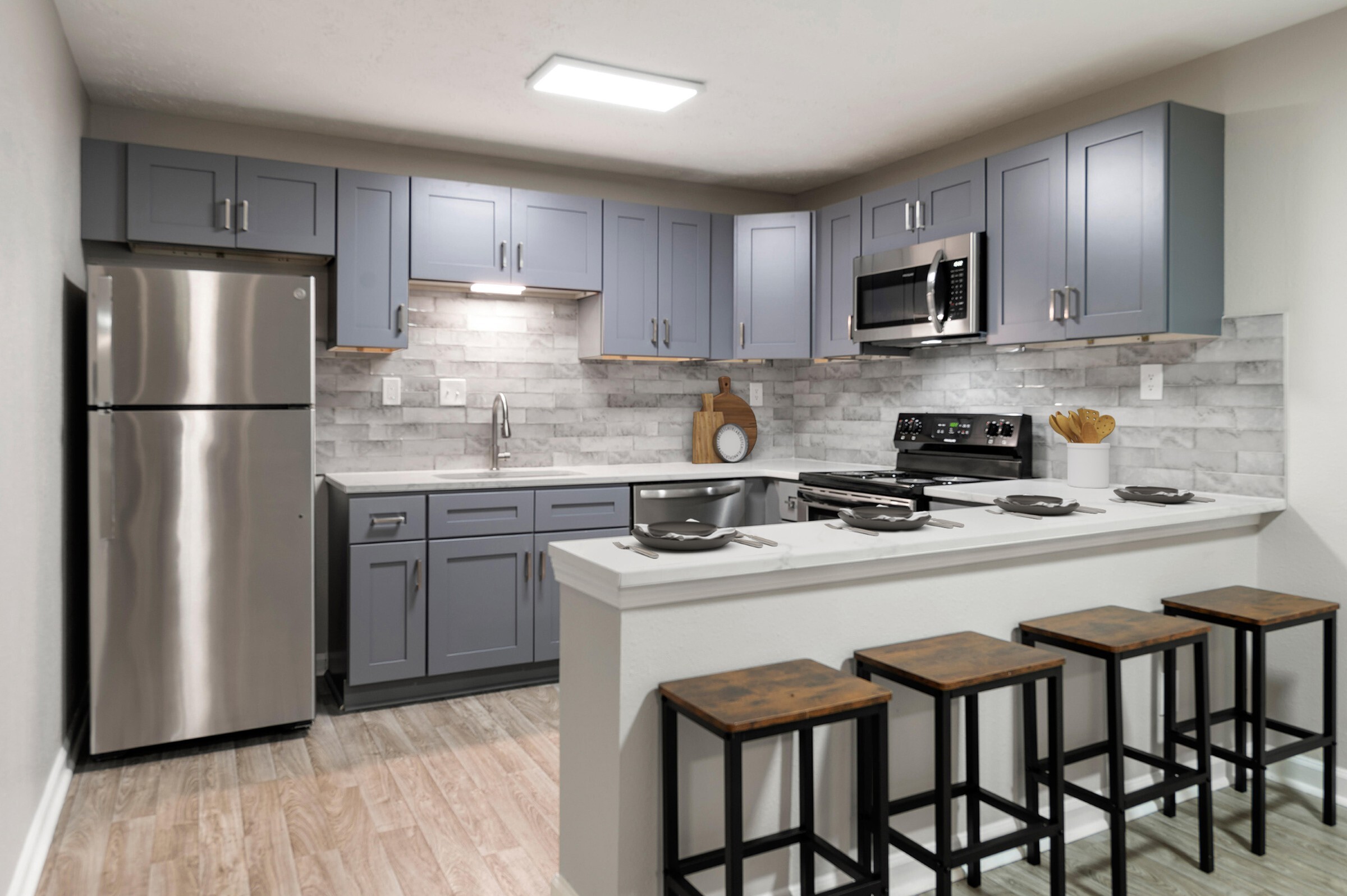 stainless steel appliances in the kitchen