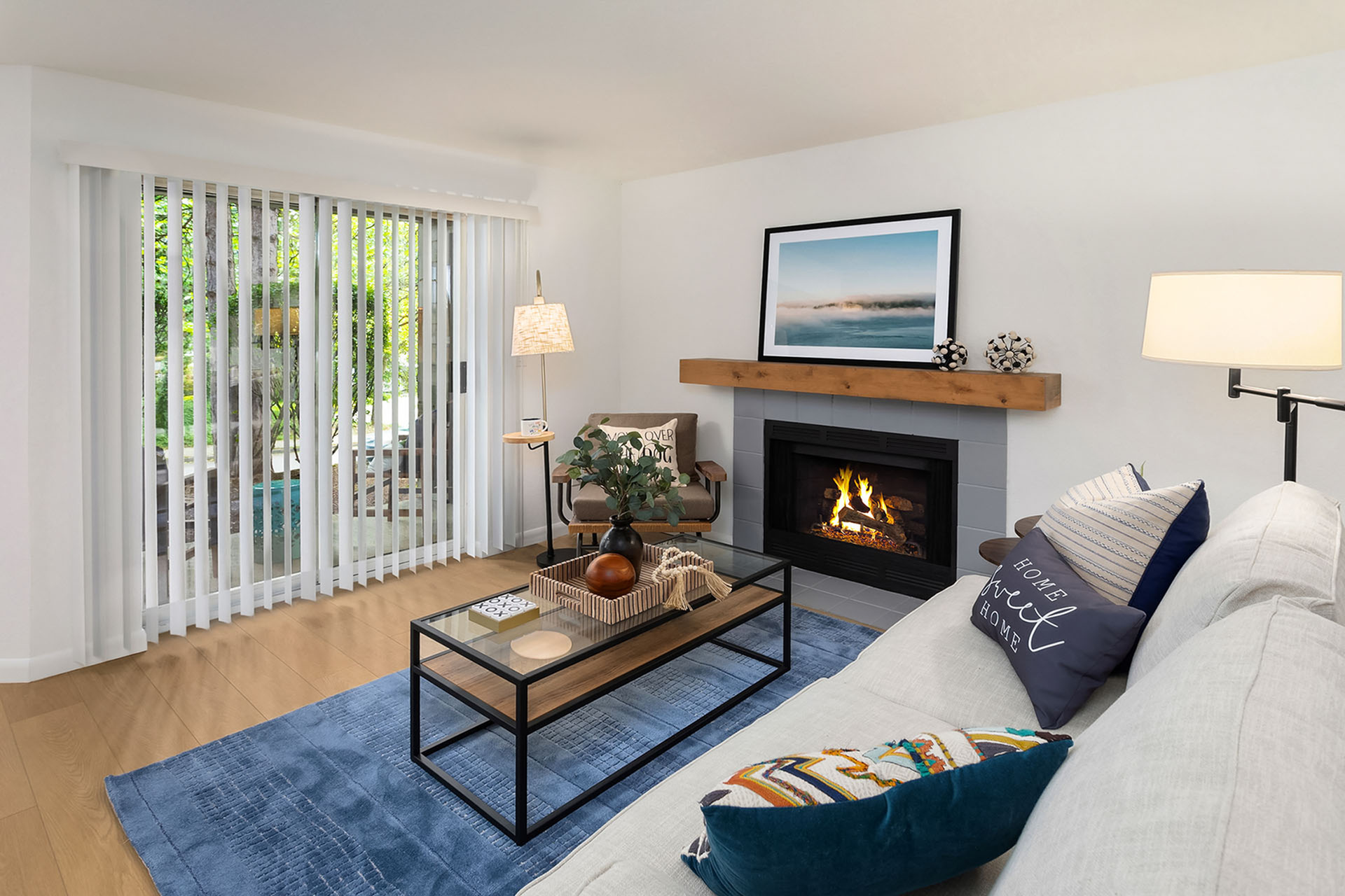 wood burning fireplace