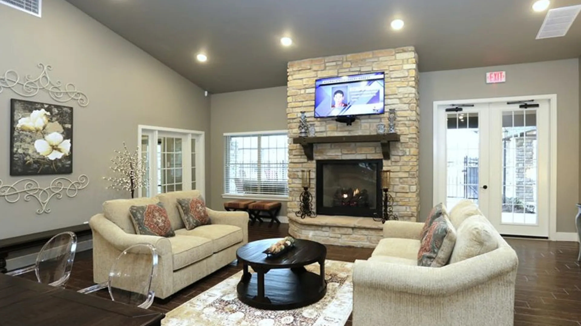 fireplace in clubhouse