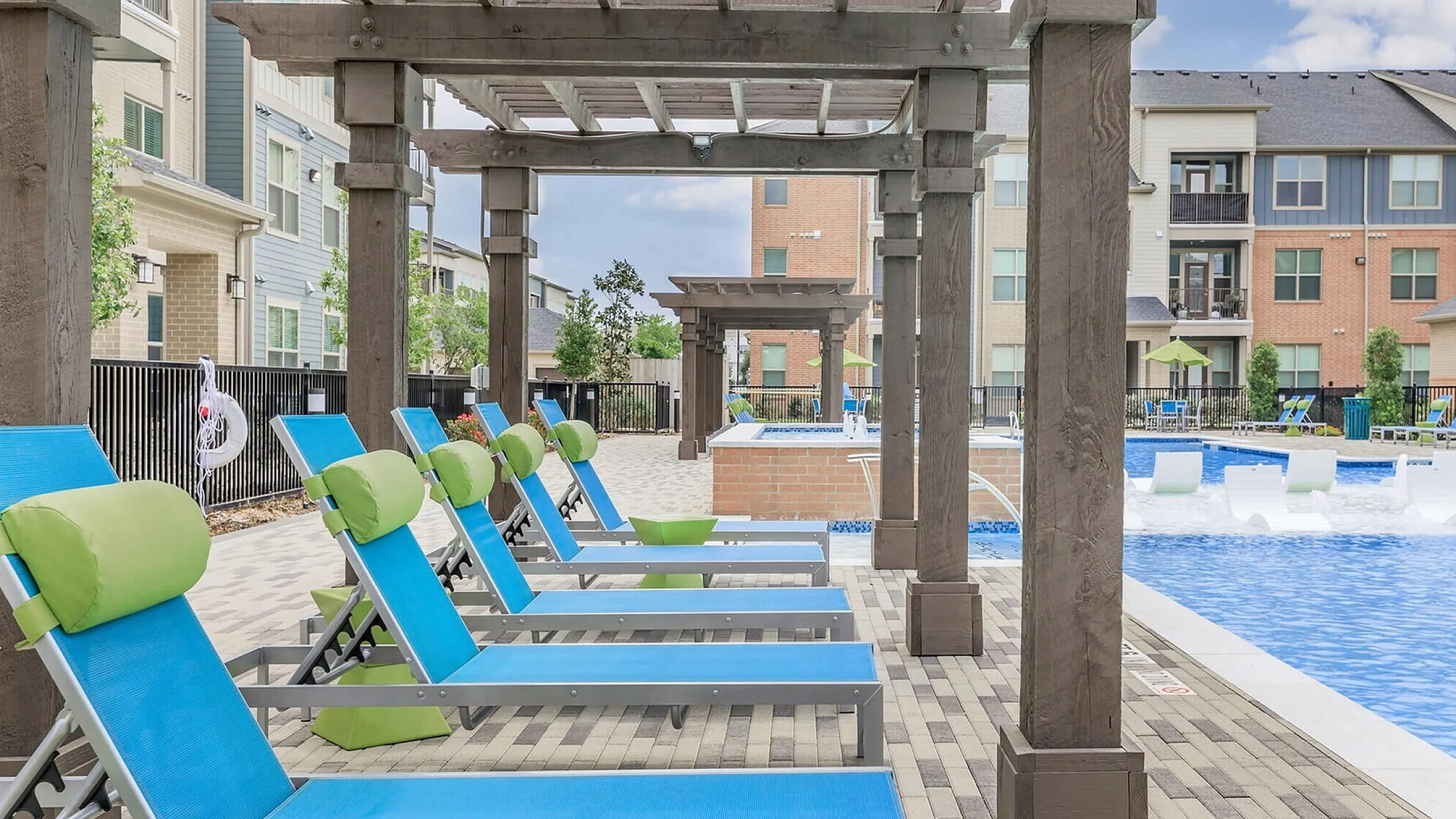 lounge seating beside the pool