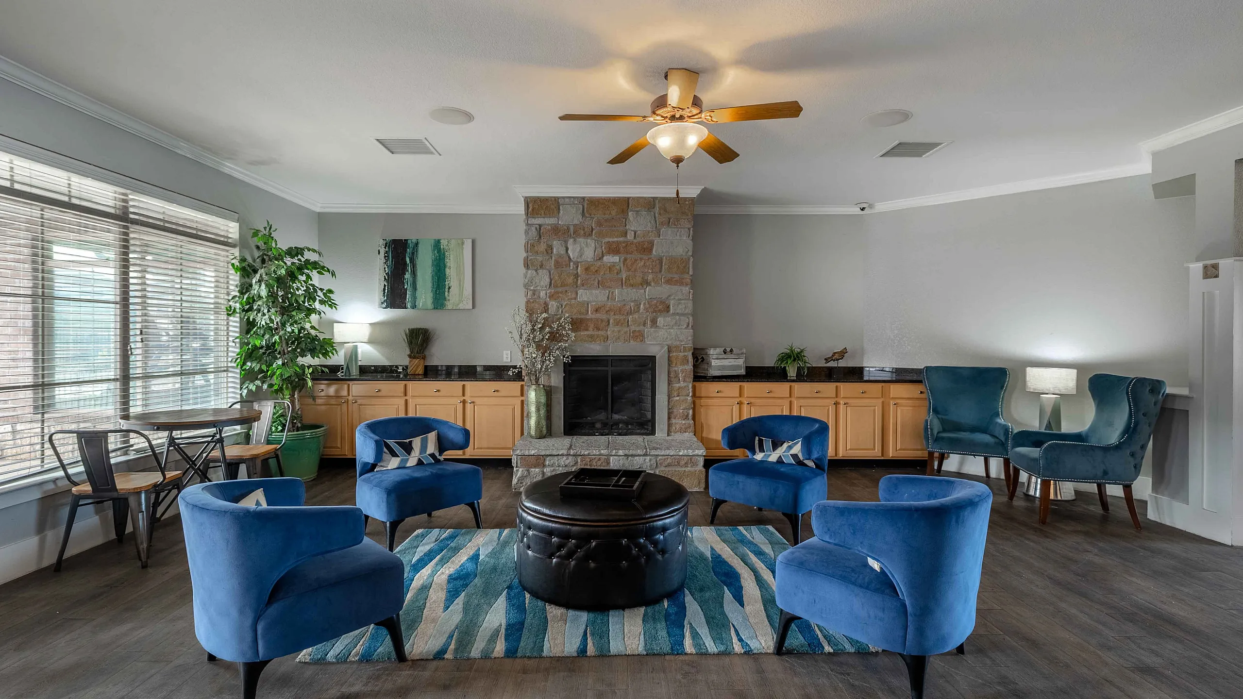 seating in the lounge next to the fire place