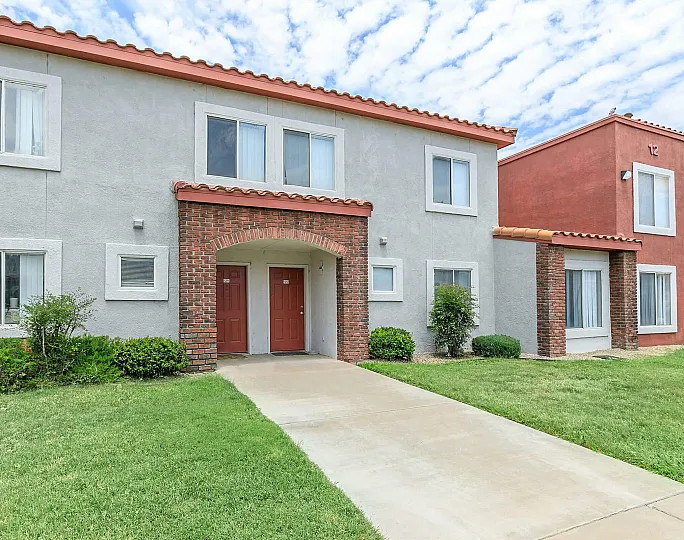 stylish brick and stucco apartment buildings