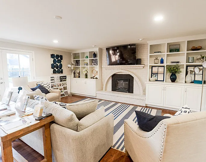 seating beside the wood burning fireplace in the clubhouse
