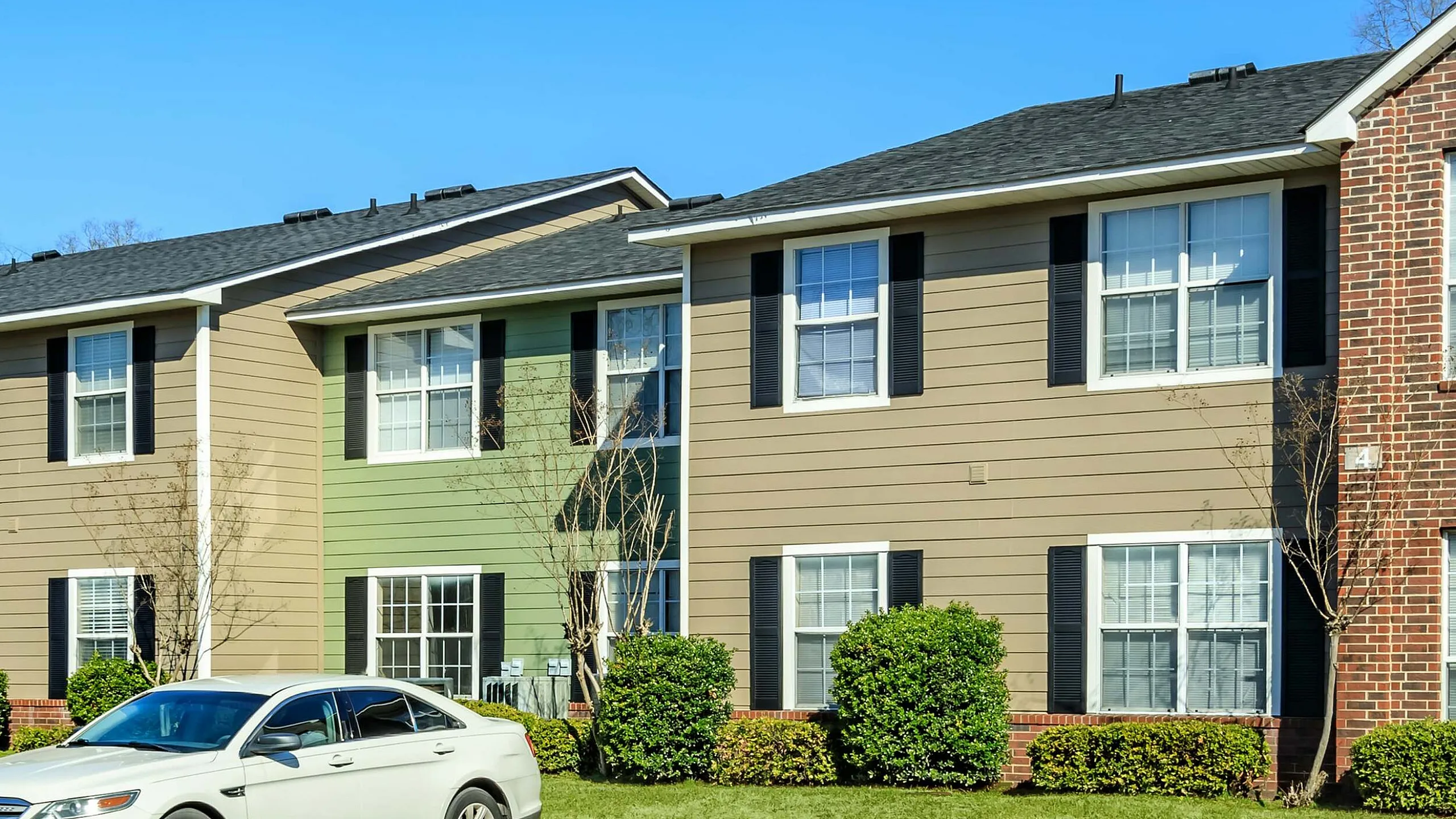 colorful siding of the apartments