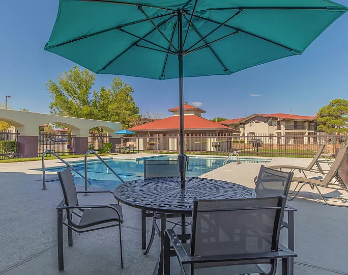 lounge seating beside the pool