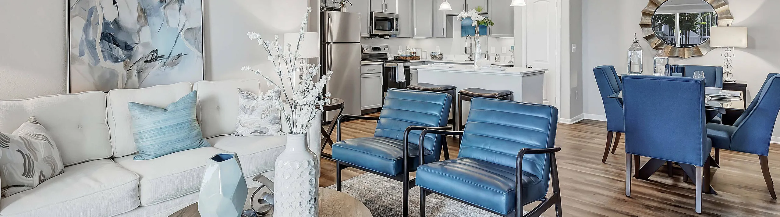living room open to kitchen