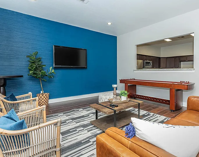 stylish clubhouse with tv and games