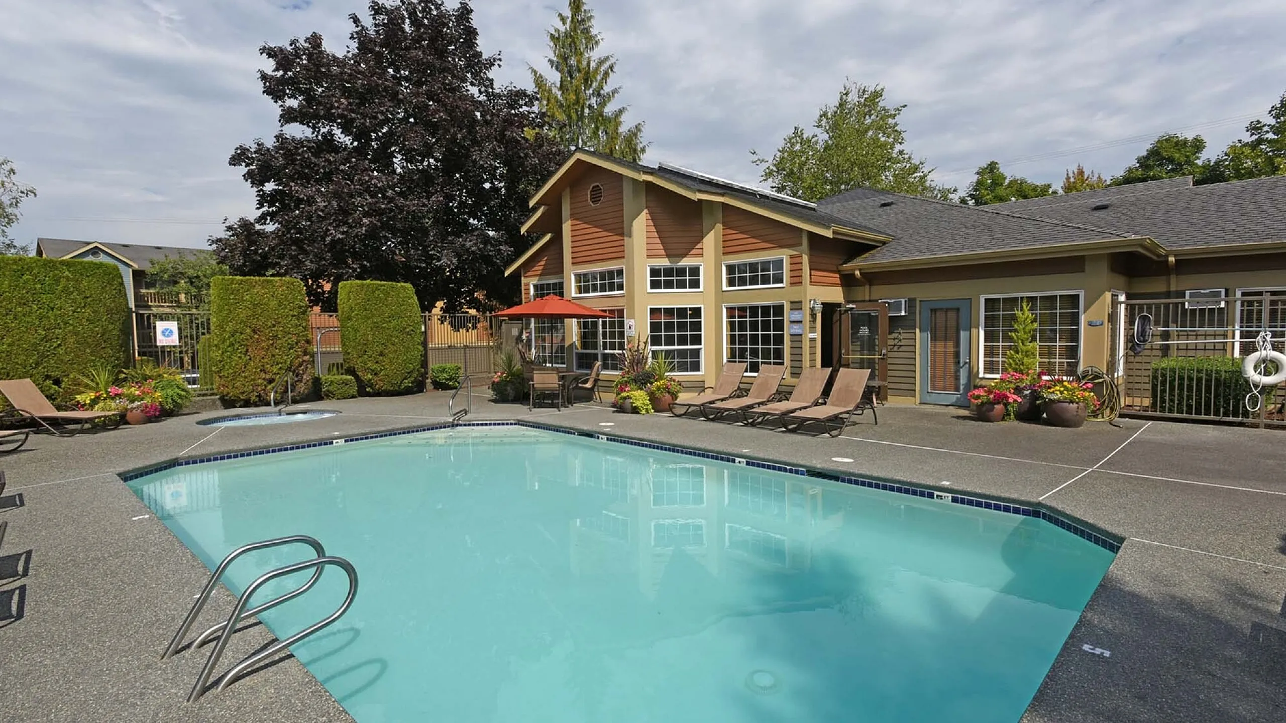 sparkiling pool beside the clubhouse