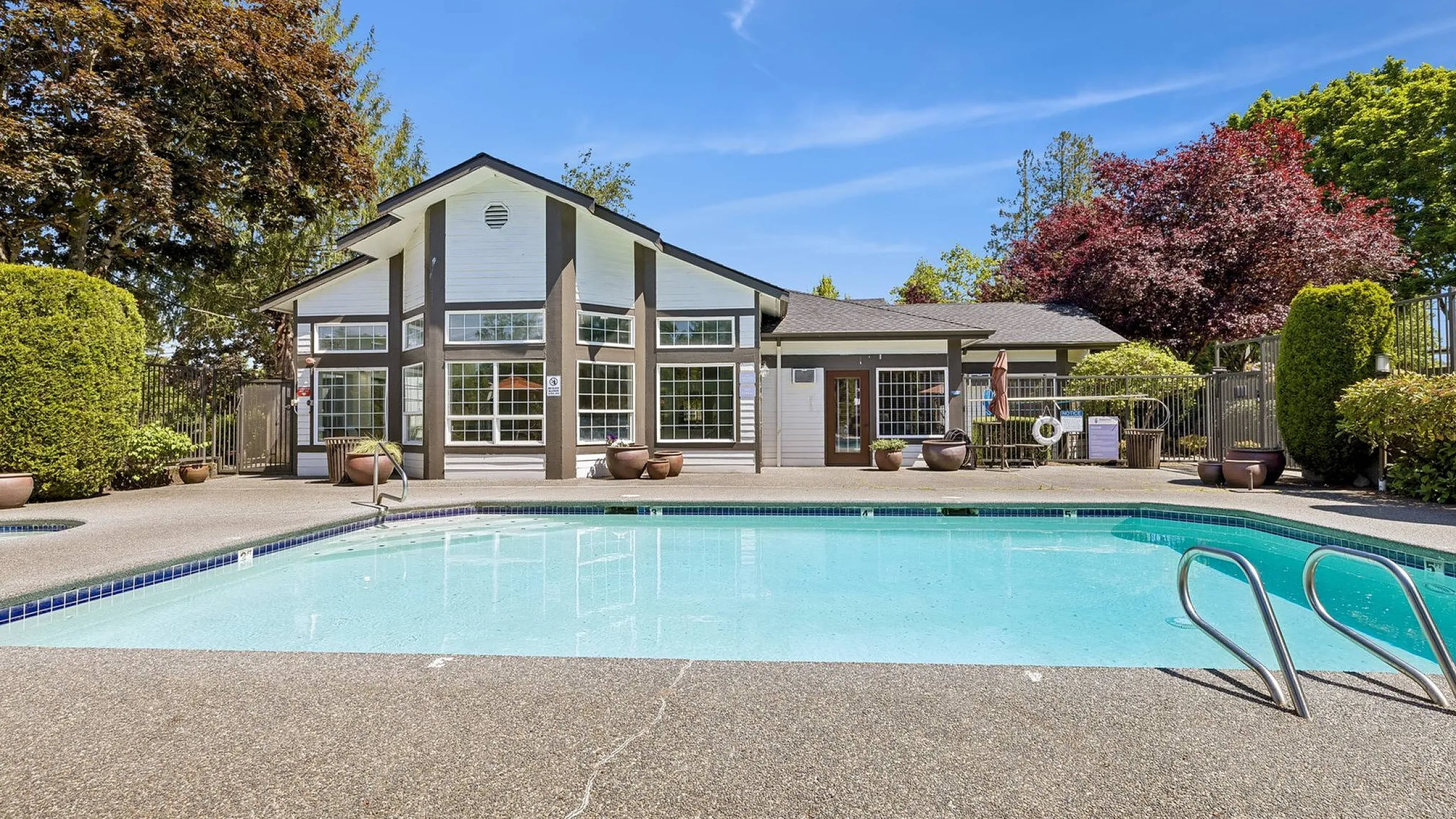 sparkiling pool beside the clubhouse