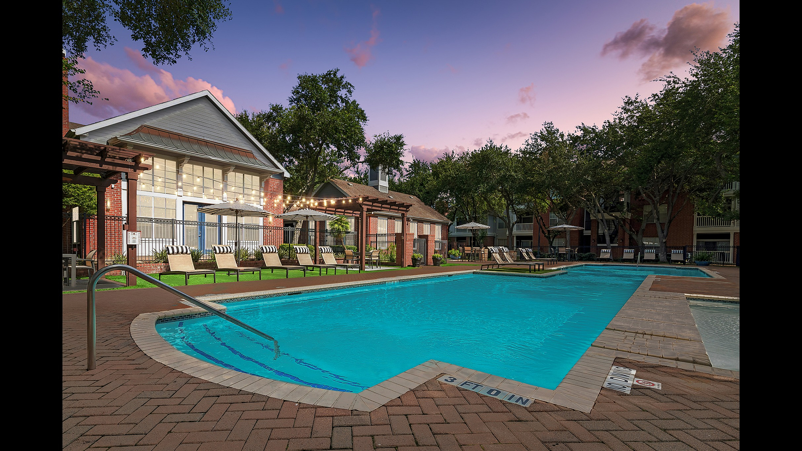 sparkiling pool at twilight