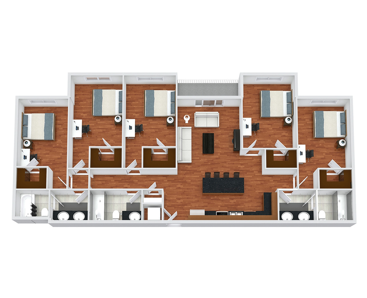 5 Bed, 3 Bath floorplan Queens student housing