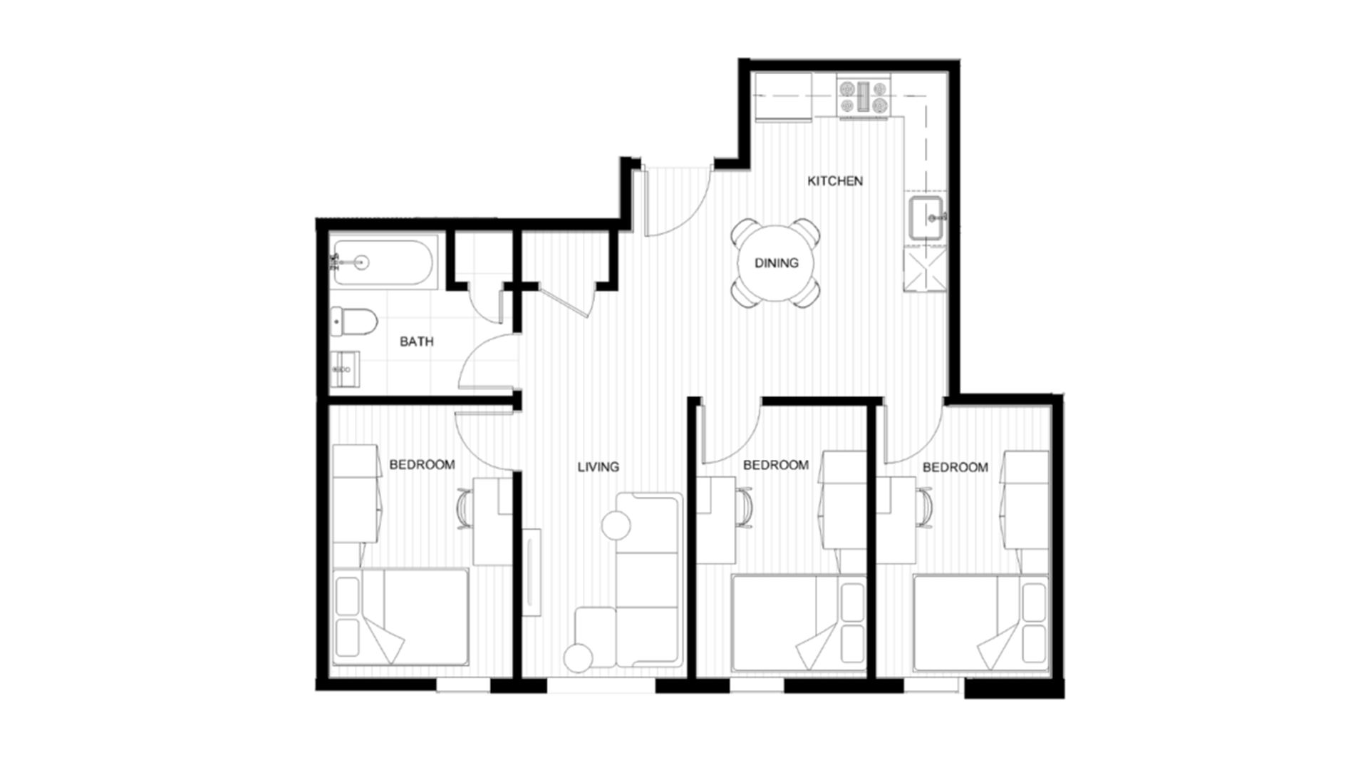 See-more Student Housing 3 Bedroom Floorplan
