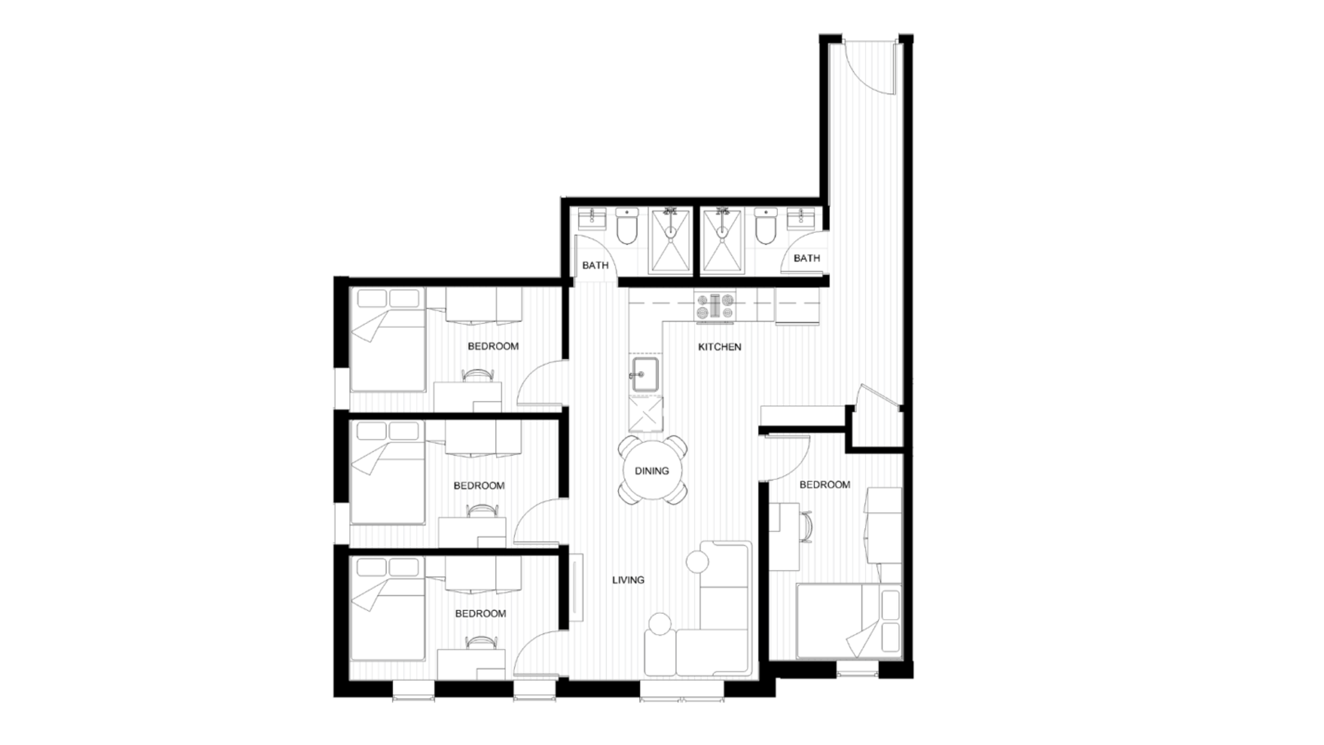 See-more Student Housing 4 Bedroom Floorplan