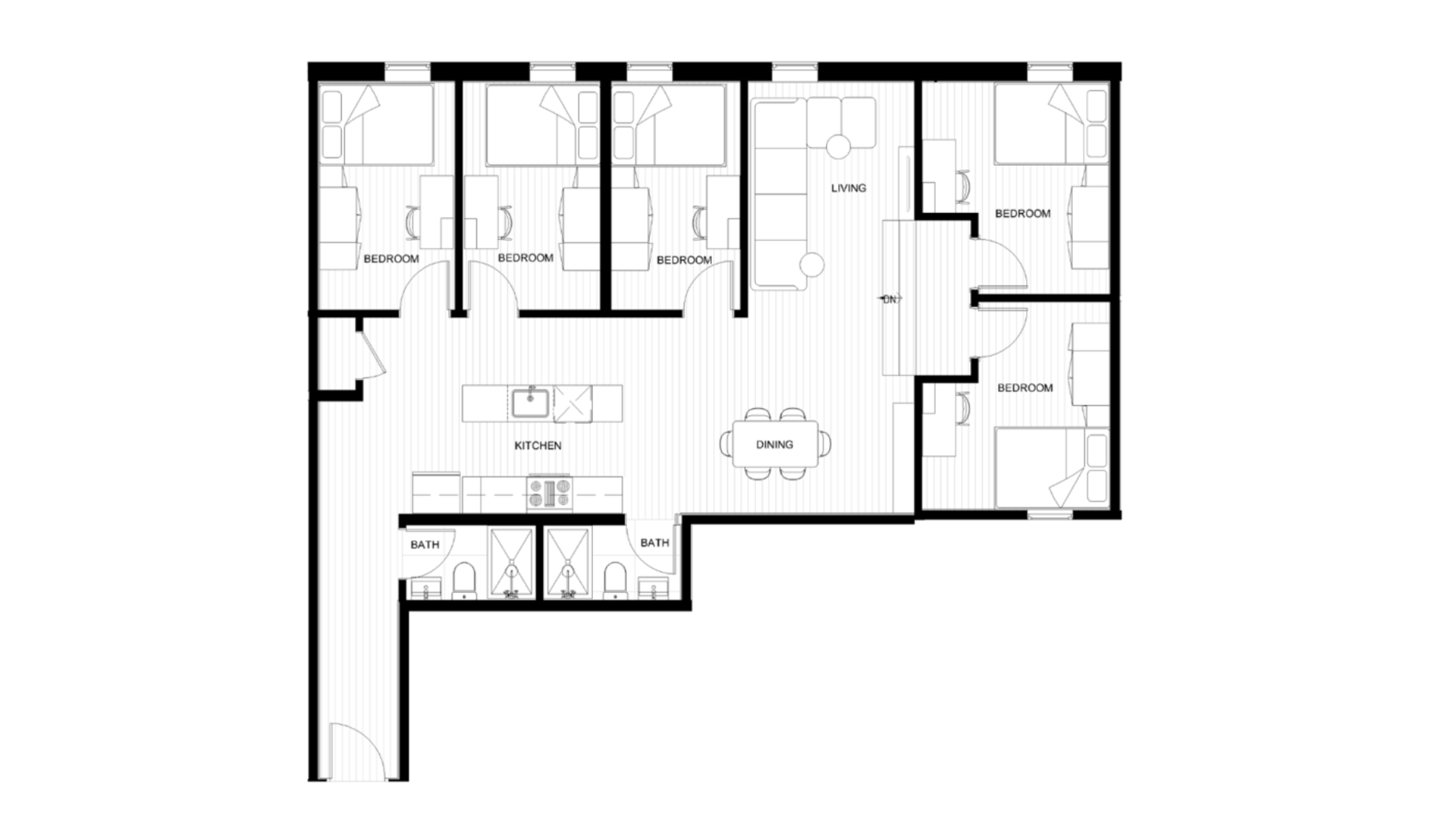 See-more Student Housing 5 Bedroom Floorplan