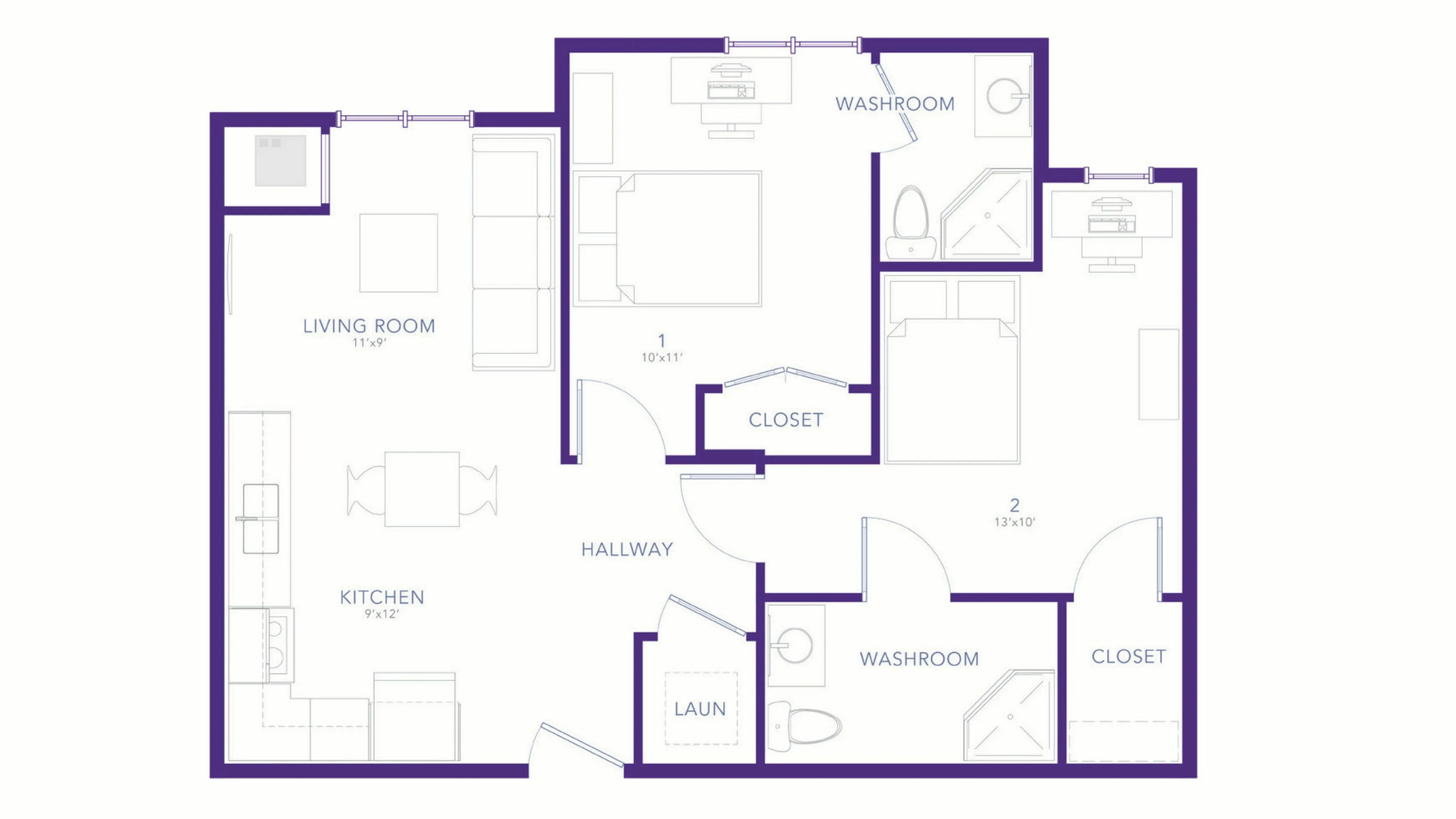 Two Bed, Two Bath Student Apartment in London floorplan