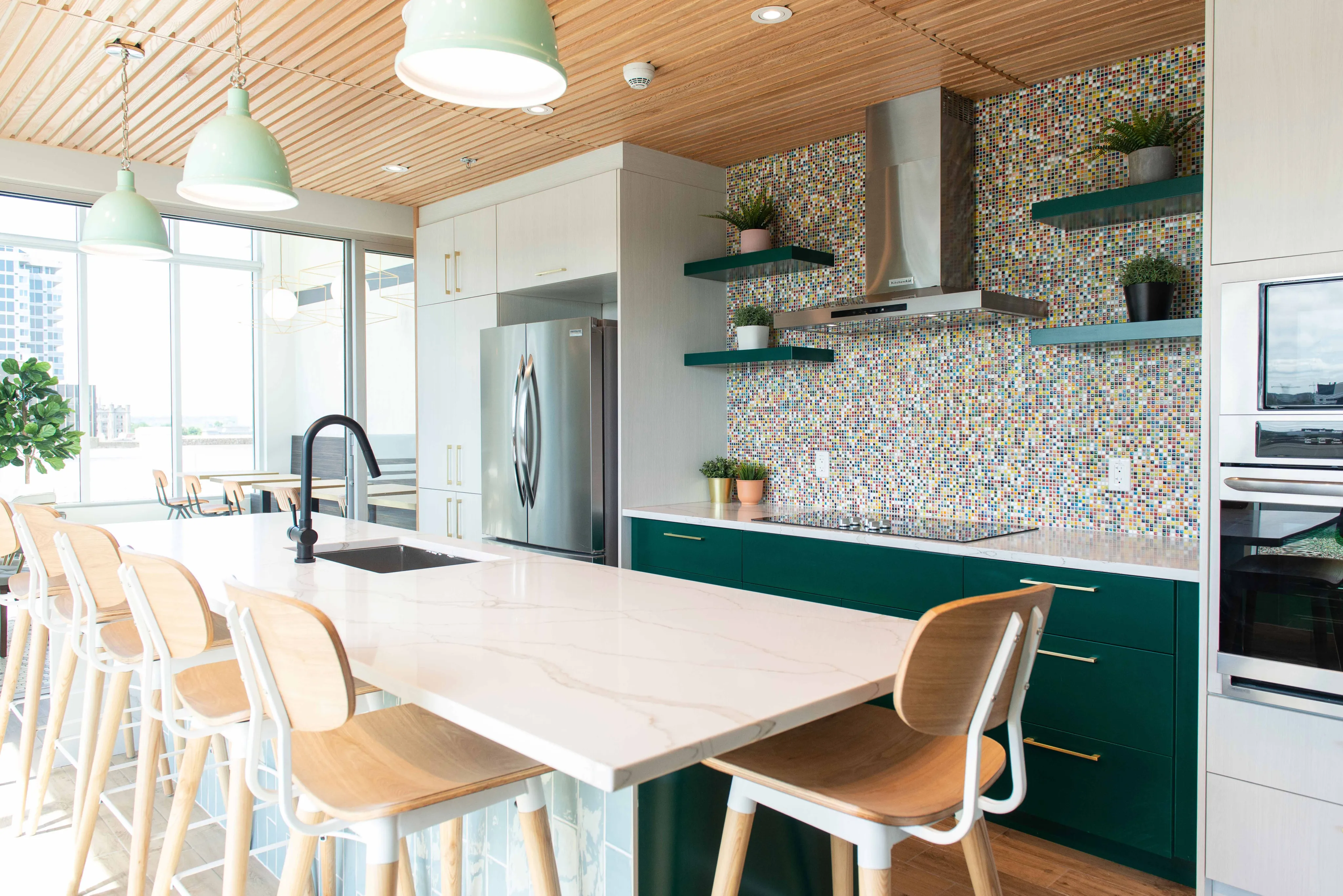 common lounge with communal kitchen