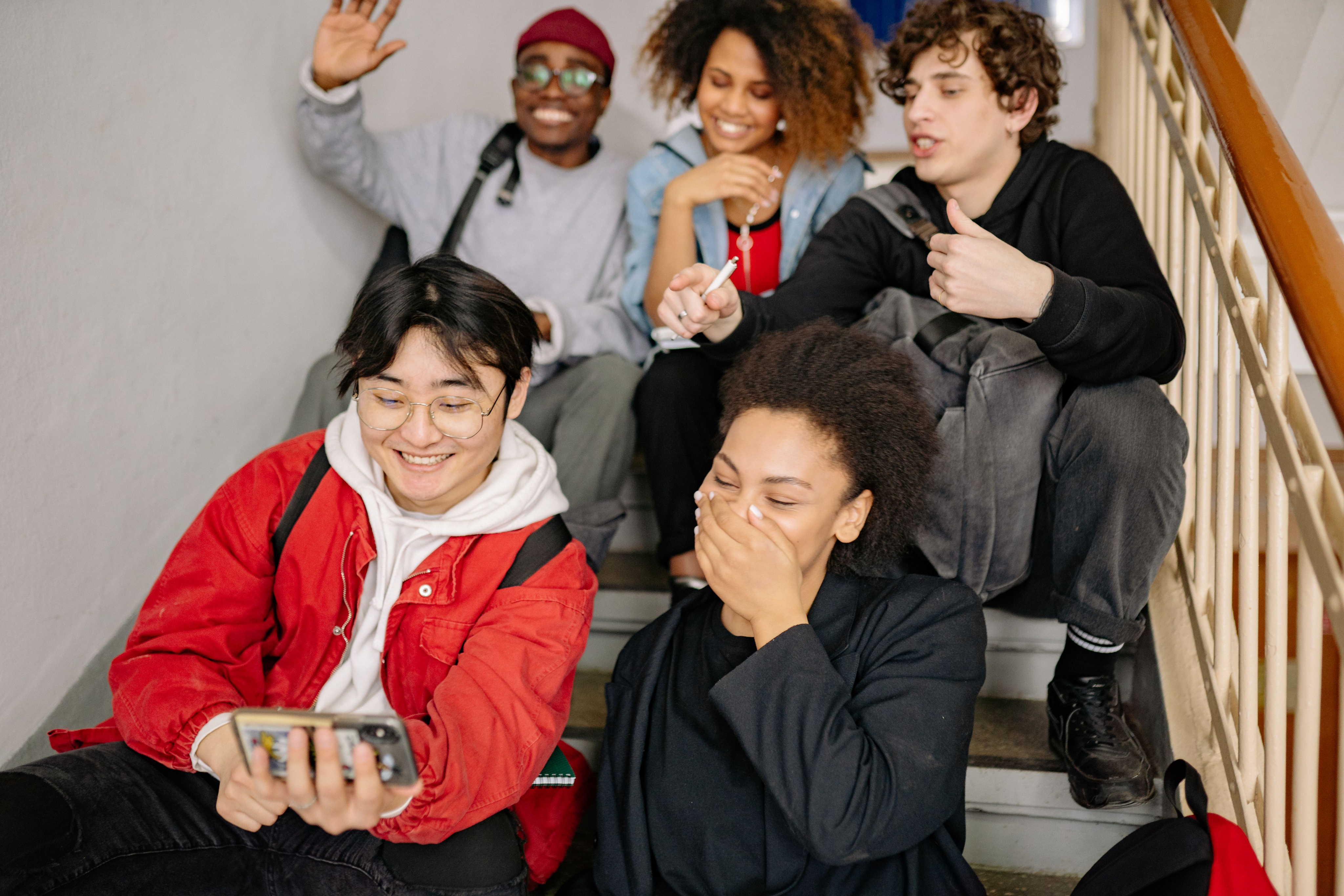 Group of Friends on Stairs