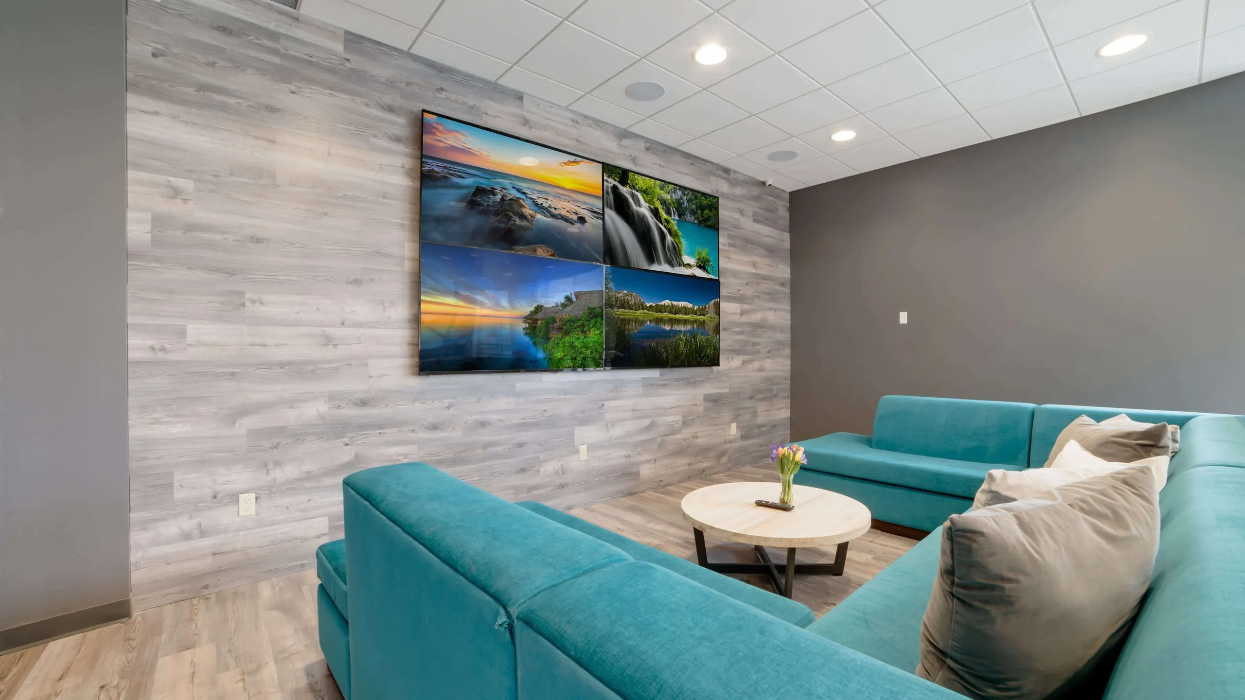 games room with big screen tv