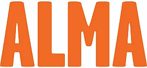 Bold orange ALMA text logo on a white background.