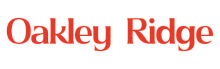 Vibrant Oakley Ridge logo in bold red font, showcasing modern elegance and inviting appeal.