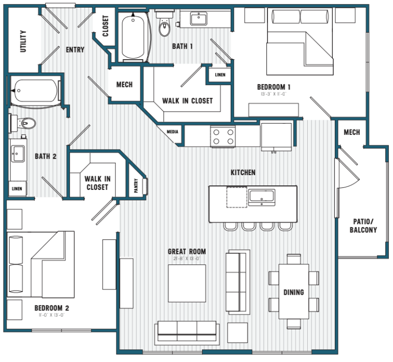 C3.2 2 Bedroom/2 Bathroom