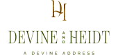 Elegant Devine and Heidt logo featuring gold and green hues with the tagline 'A Devine Address.'