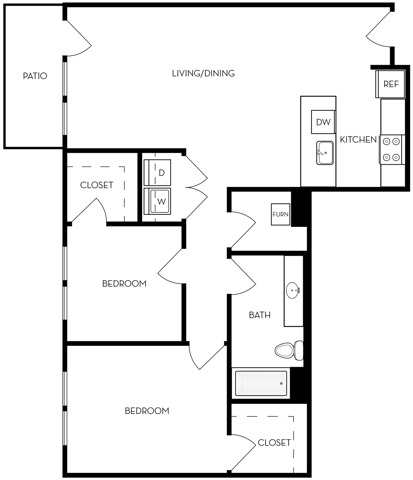City Garden Apartments 2x1 Floorplan