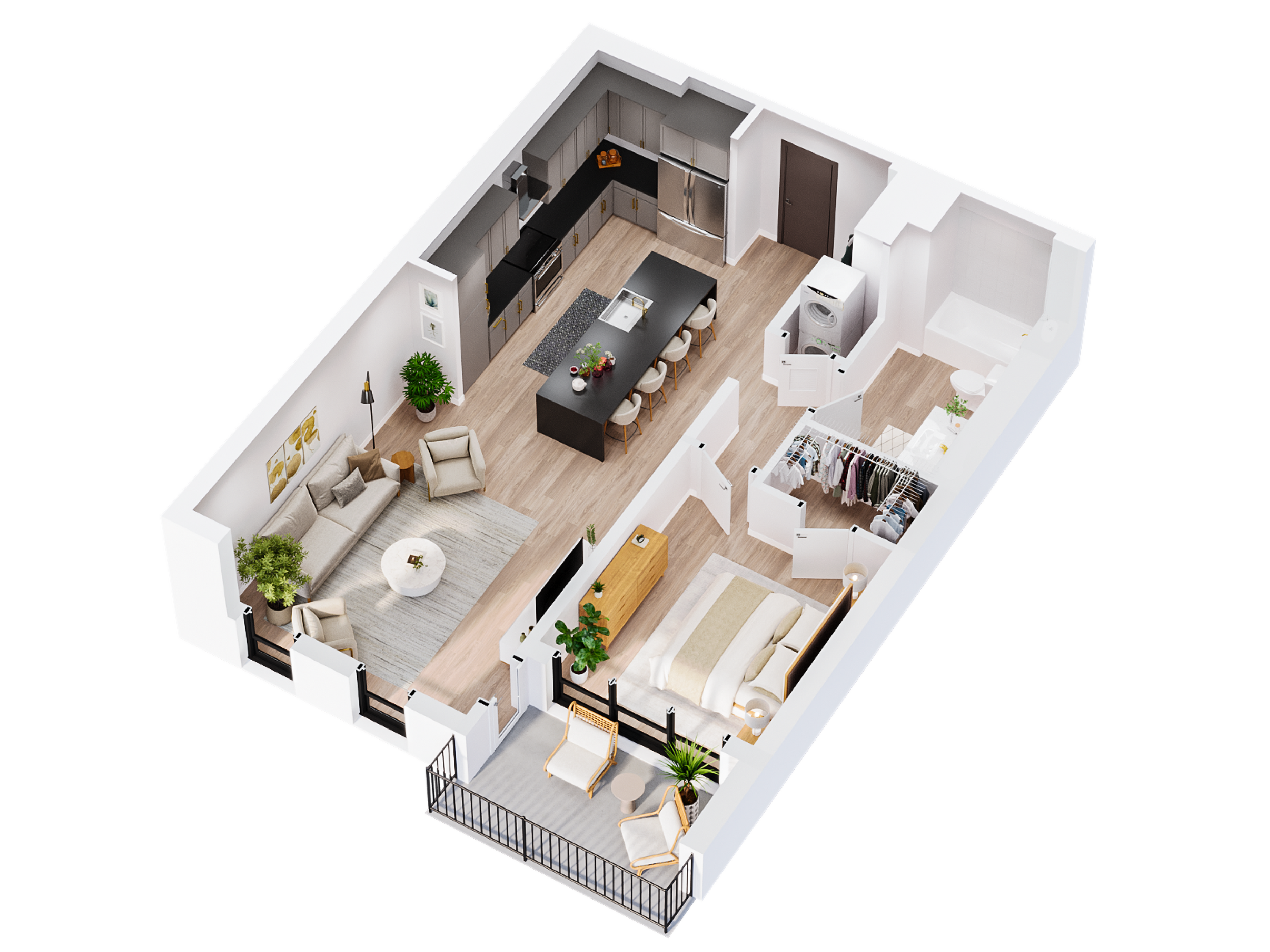 3D Jade | One Bedroom Floor Plan | The Residences at Sugar Alley