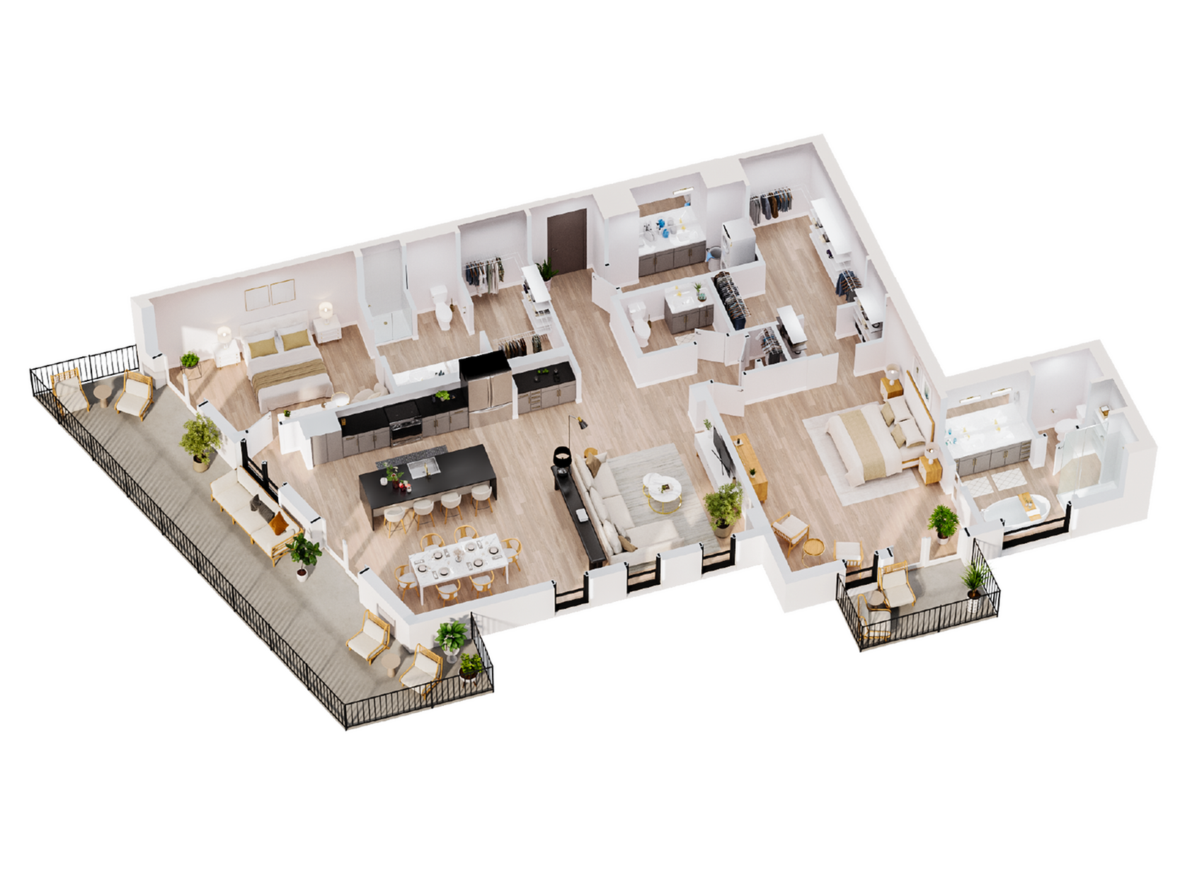 3D Dione | Two Bedroom Floor Plan | The Residences at Sugar Alley