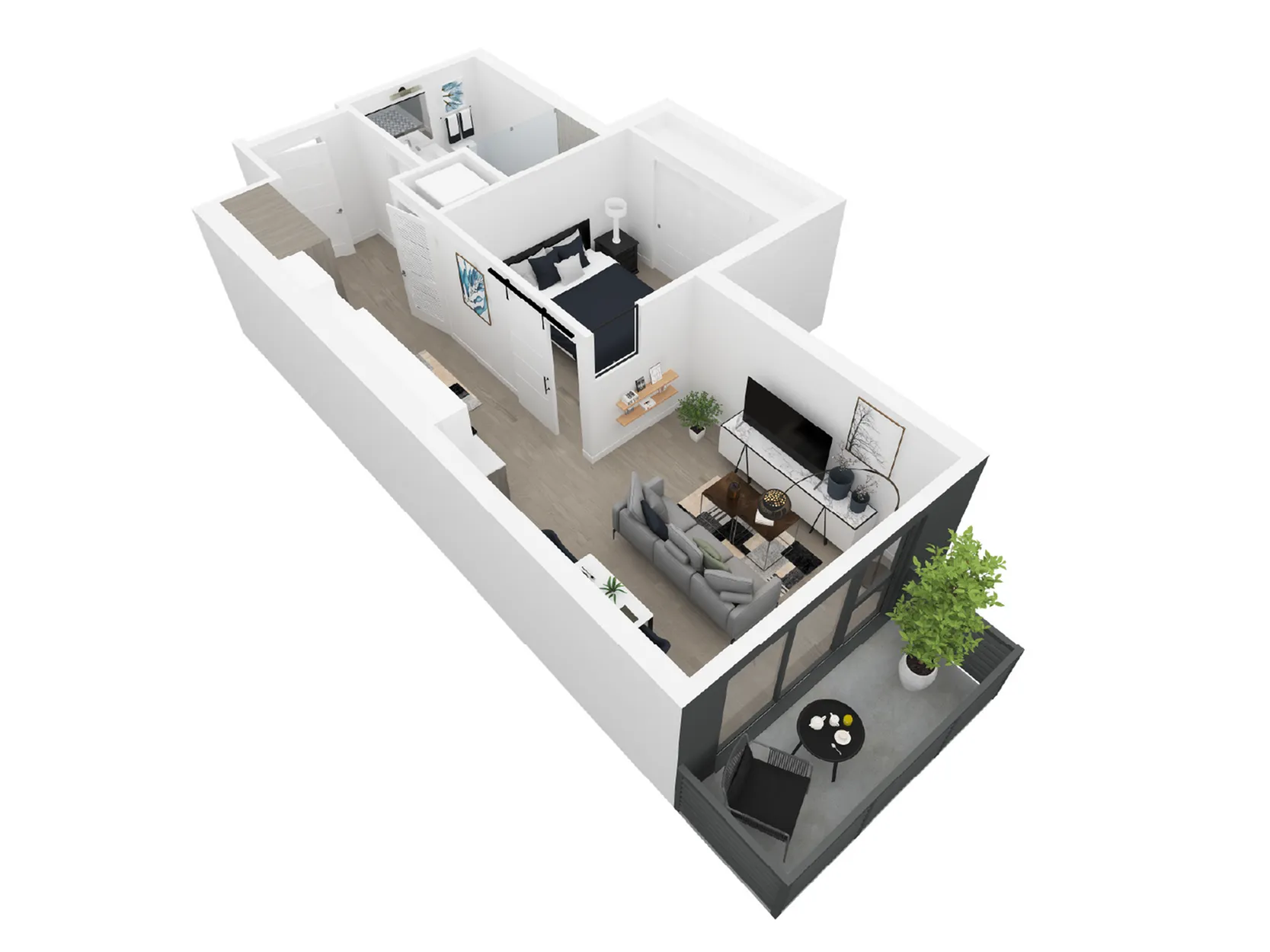 Emaline 1-bedroom apartment floor plan at Dixon Place in Sugar House, Salt Lake City