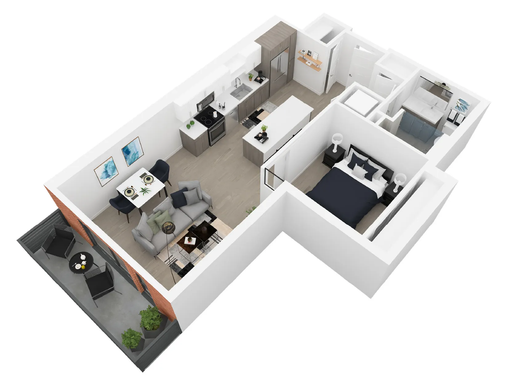 Elizabeth 1-bedroom apartment floor plan at Dixon Place Apartments in Sugar House