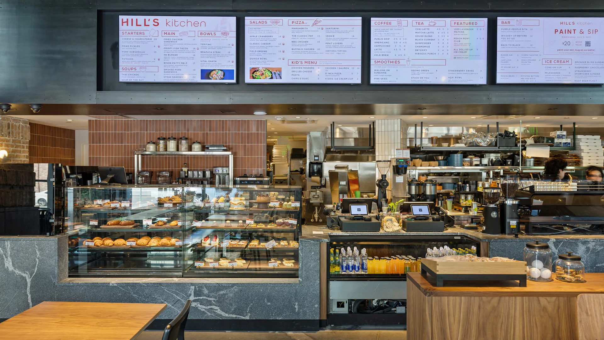 On-site dining at Hill\'s Kitchen, offering a cozy atmosphere and exceptional culinary offerings for residents to enjoy
