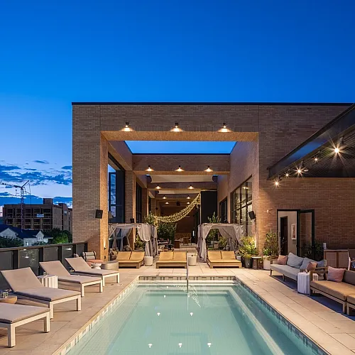 Edison House rooftop pool and lounge in Salt Lake City, a private social club near Silo Park apartments offering exclusive resident access