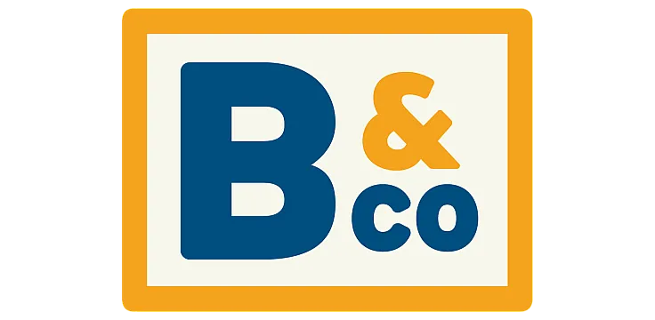 Bissinger & Co. logo featuring a bold blue "B" with a gold ampersand and "Co" on a light background.