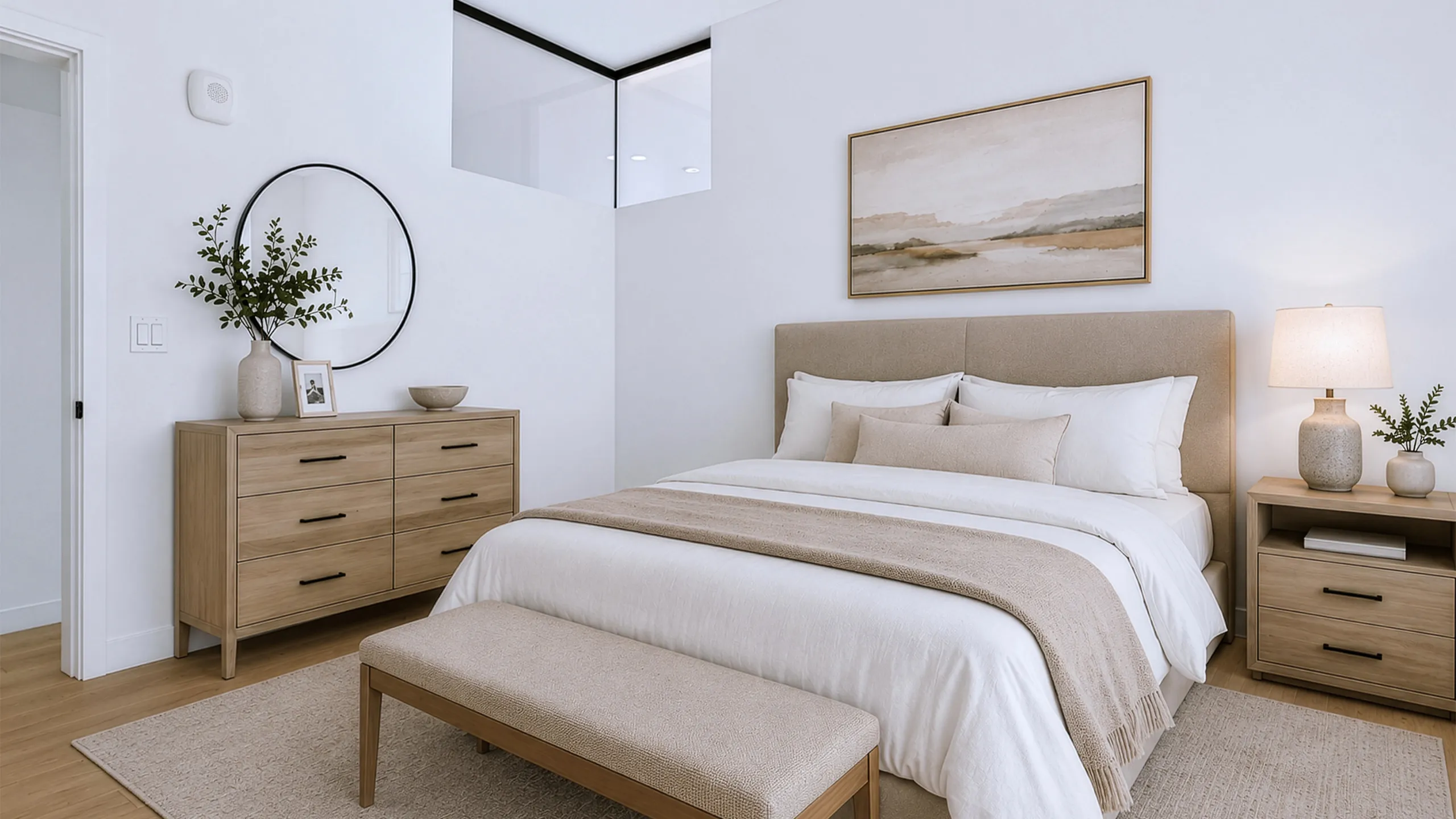 Modern bedroom at Greenside at Silo Park in Salt Lake City