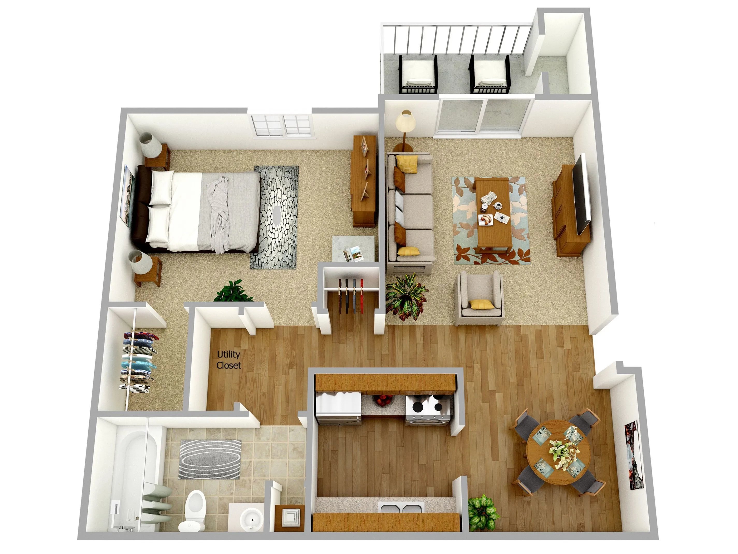One Bedroom One Bath Lower Floor Plan: 1 Bed 1 Bath in Mishawaka | 652 ...