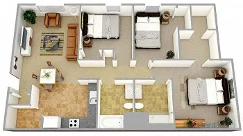 3 Bedroom 2 Bathroom Floorplan