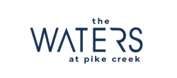 The Waters At Pike Creek Logo in navy colored text