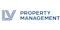 LV Property Management logo with stylish blue lettering