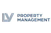 LV Property Management logo with modern, stylish font in navy blue.