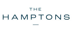 Elegant logo for The Hamptons, showcasing modern typography in a sleek design.
