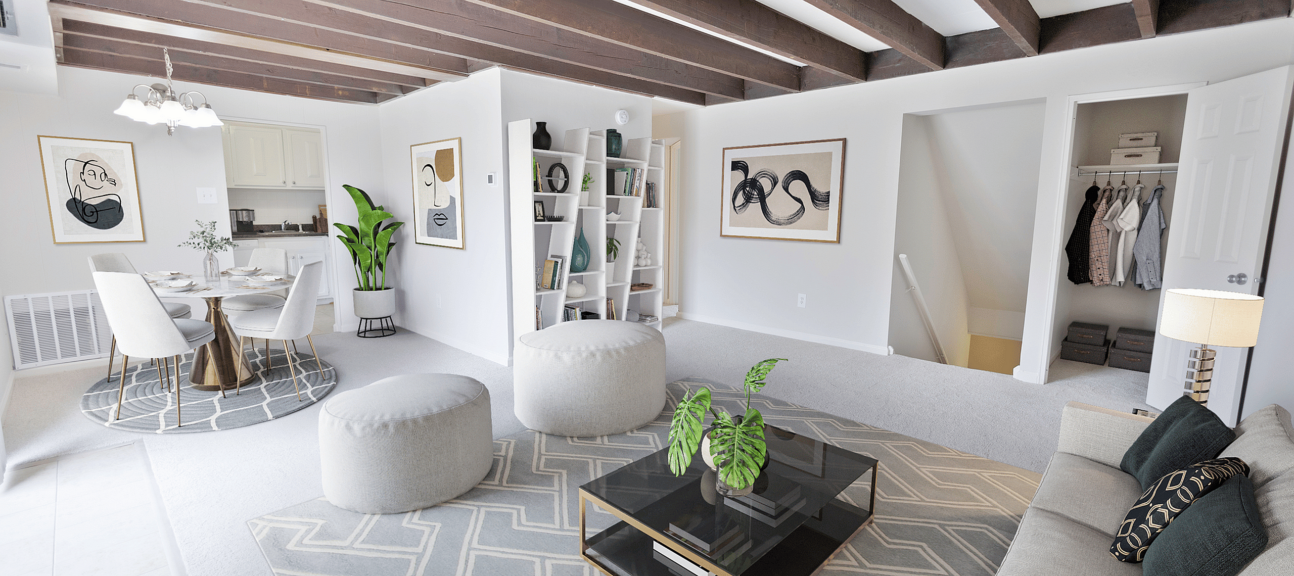 One-bedroom apartment at Valley High Apartments with large closet and modern design