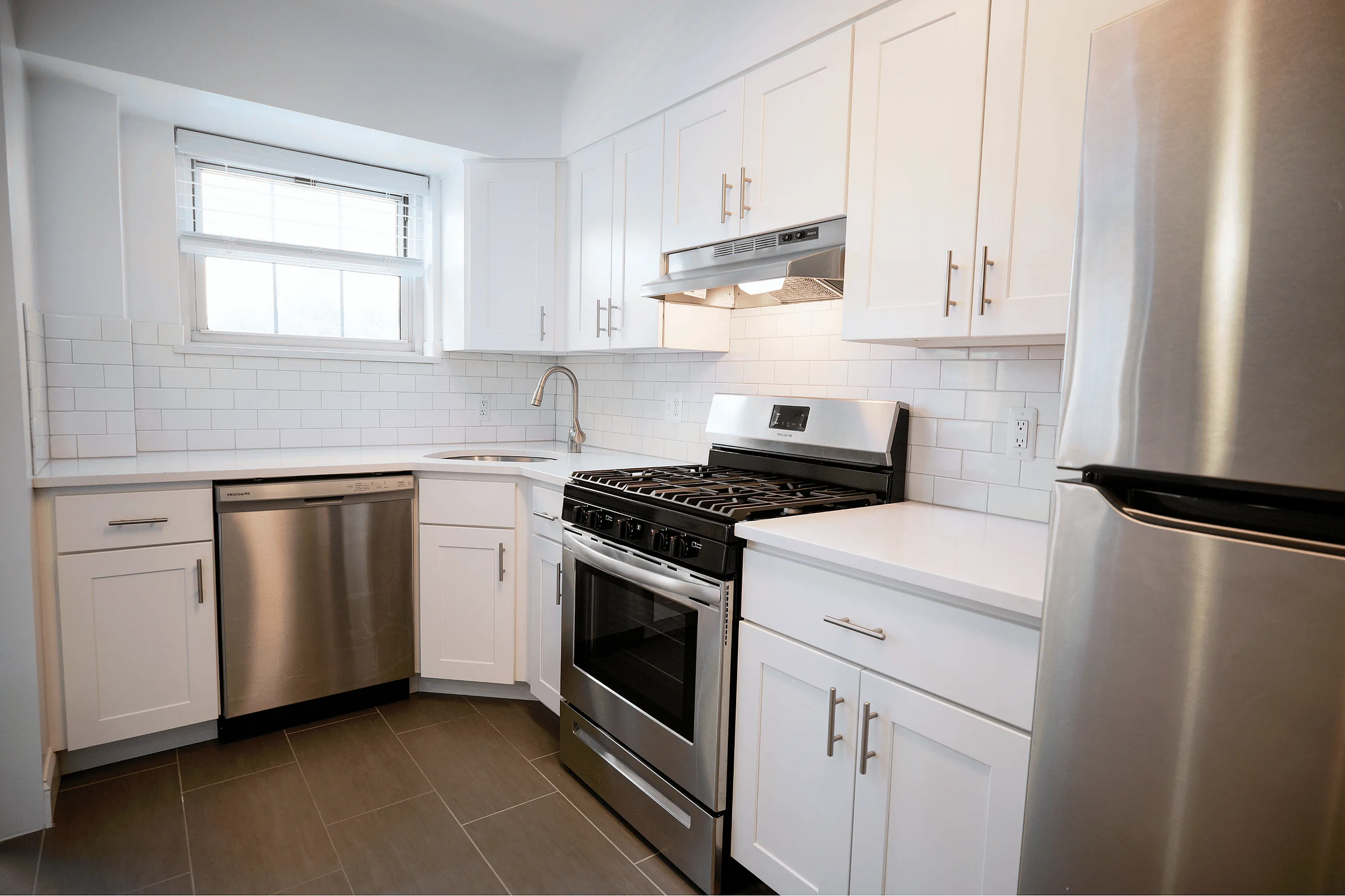 Bright updated bathroom in Bryn Mawr apartment featuring modern finishes