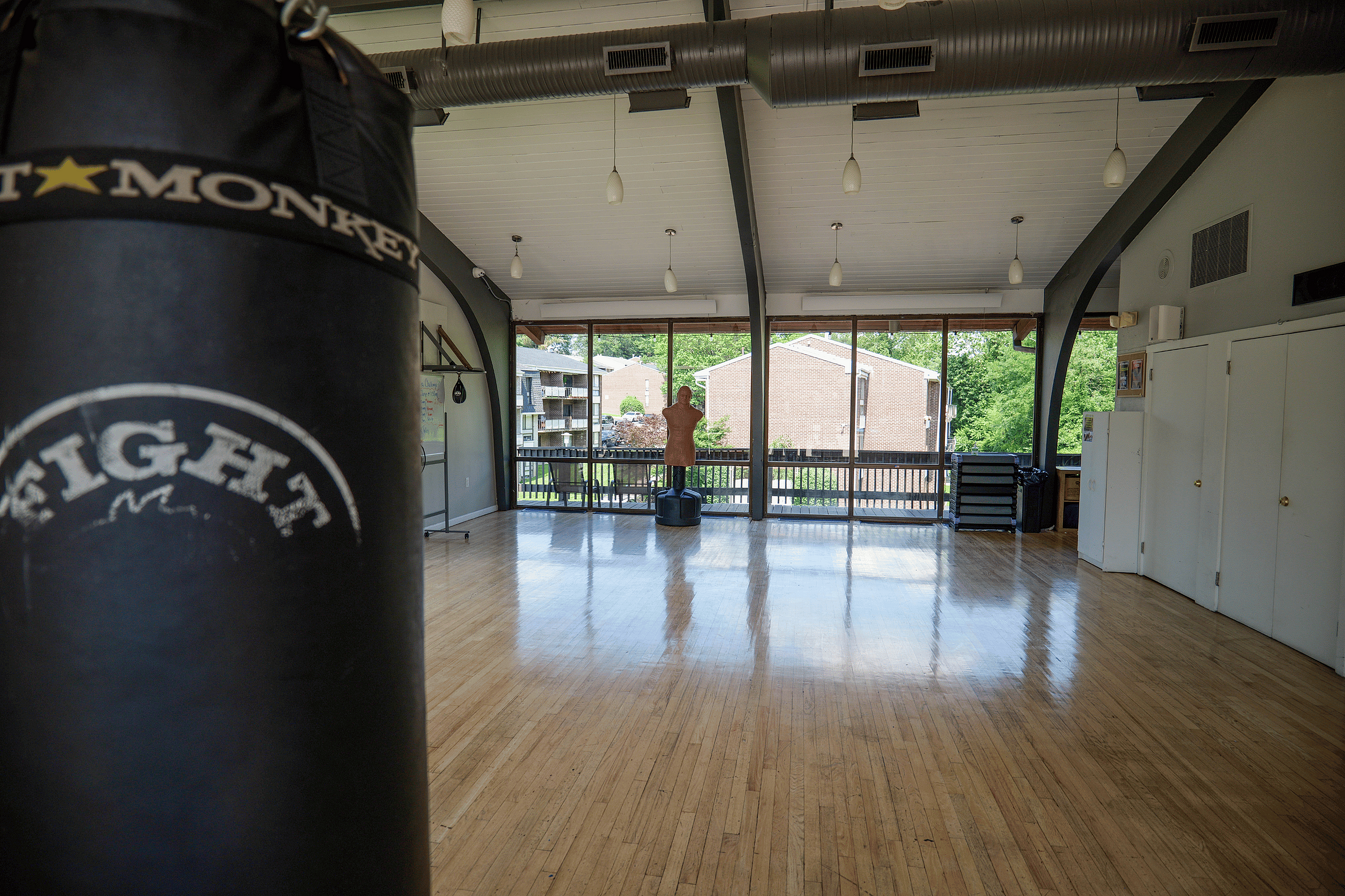 Group exercise class in the Summit Park resident fitness studio