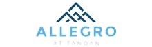Modern Allegro at Tanoan logo featuring a stylized mountain design in blue and gray.